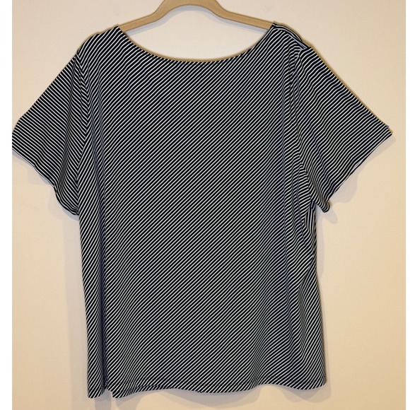 Liz Claiborne Womens Blouse Plus 3X Black White Stripe Knit Top Shirt Casual - Picture 4 of 5